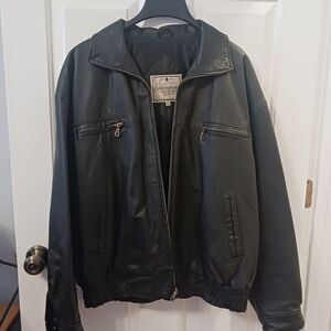 John Ashford Black Leather Bomber Jacket